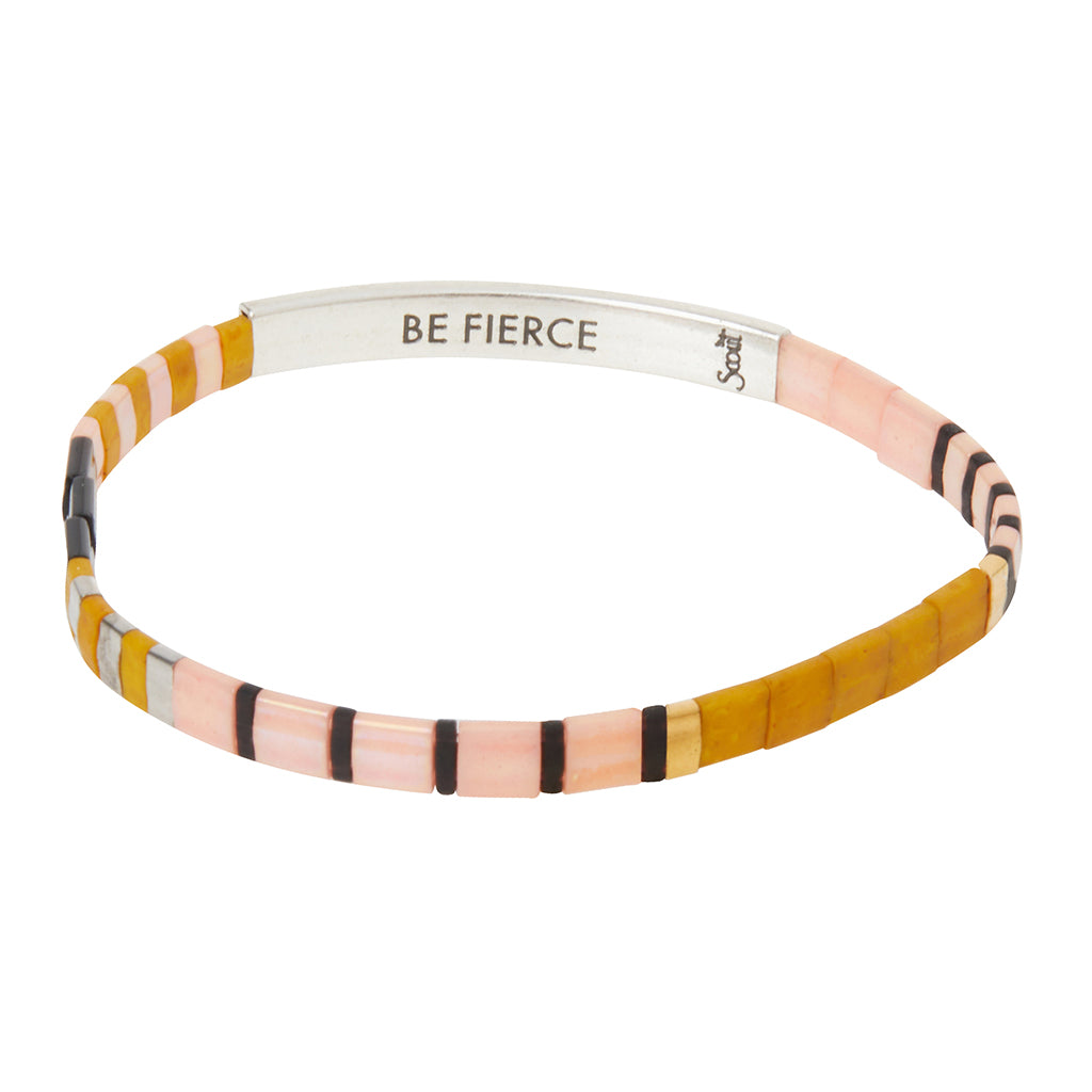 Good Karma Miyuki Bracelet | Be Fierce - Pink/Mustard/Silver