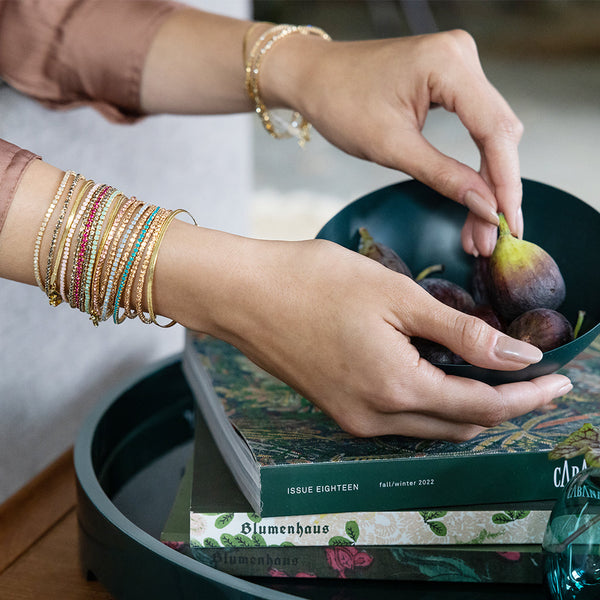 Sparkle & Shine Rhinestone Bracelet Trio - Caribbean Blue Opal/Gold